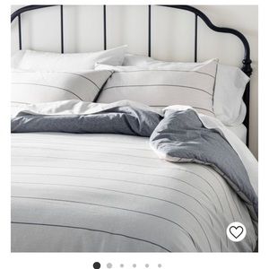 Stripe with Chambray Duvet cover and Sham Set king